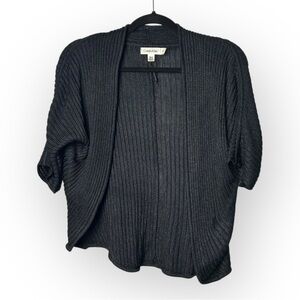 Calvin Klein Black Shrug Cardigan with Ribbed Knit Texture L